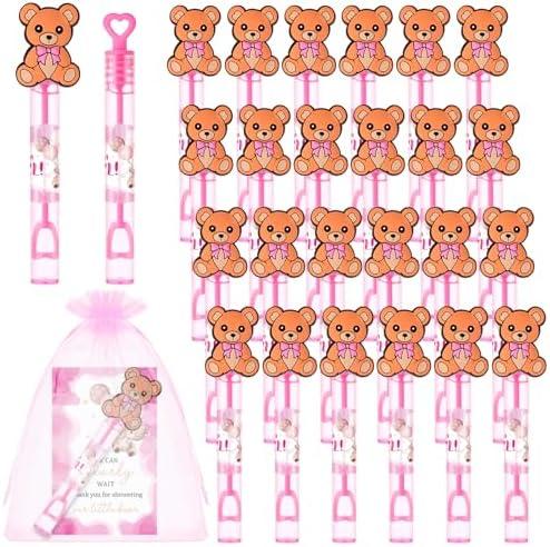 36 Sets Bear Bubble Wands Bulk Baby Shower Favors 36 Blue Bubble Wands 36 It's A Boy Stickers 36 We Can Bearly Wait Cards for Boy Baby Shower Baptism Bear Theme Party Supplies Summer Birthday(Blue)