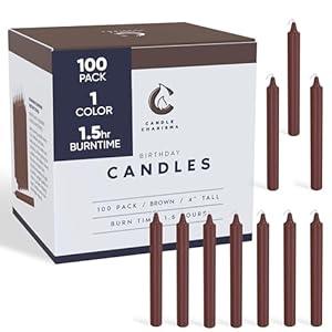 Candle Charisma 100 Brown Spell Candles - 4" Unscented Paraffin Chime Candles, Smokeless & Dripless, Colored Candles, 1.5 Hours Burn Time 0.4" Thick Taper Candles for Rituals, Witchcraft and Parties