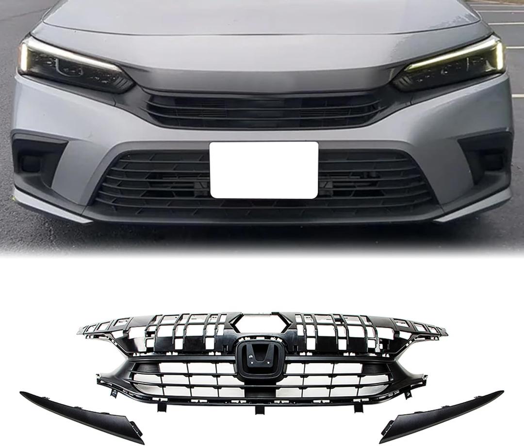 Matte Black Front Grille Eyebrow Fits 2022-2025 Honda Civic
