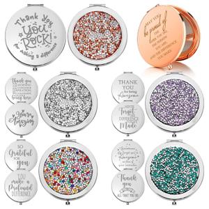 Kathfly 10 Pcs Thank You Gifts for Women Mom Inspirational Compact Mirror Employee Appreciation Gifts Motivational Magnifying Pocket Mirror for Female Secretaries Teachers(Multicolored)
