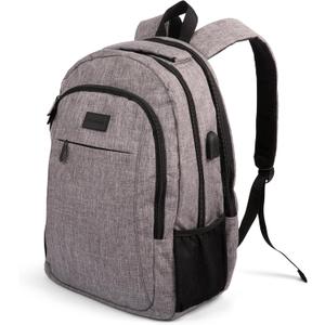 (Not Made In China) Travel Laptop Backpack, Water Resistant and Anti-Theft Carry On Bookbag With USB Charging Port, Fits up to 15.6 Inch Computer, Bookbag For Men Women (Magellan, Gray, 1 Pack)
