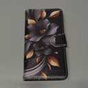 Haninsuze Wallet for iPhone 14 Case & iPhone 13 Case, [Kickstand] 3 Card Holder Stand [Shockproof TPU Interior Shell], PU Leather Magnetic Protective Flip Cover 6.1", Black Flower