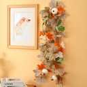 2Pack SUQ I OME Fall Maple Leaf with Pumpkin Garlands forHalloween Thanksgiving Day Party Art Decor