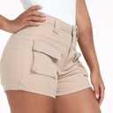 WAYRUNZ High Waist Cargo Shorts for Women (Beige)
