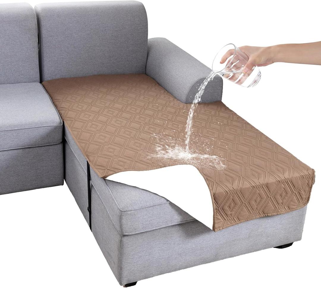 Genina 100% Waterproof Sectional Couch Covers for L Shaped Chaise Lounge Right, Anti-Slip Sectional Cover Furniture Protector Couch Cover for Dogs Pets, 1 Piece (Camel, Right Chaise Cover) (37" X 74.8" Right Chaise)