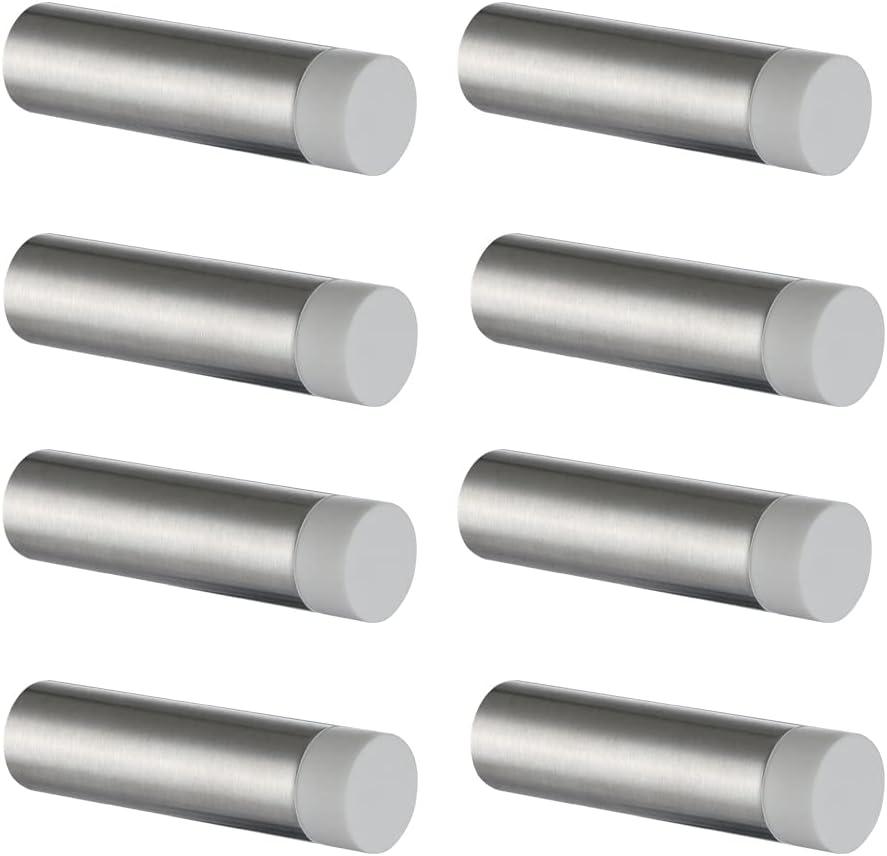JQK Door Stopper, 2-7/8 Inch 304 Stainless Steel Sound Dampening Door Stop Bumper Wall Protetor 8 Pack, Brushed Steel, DSB2-BN-P8