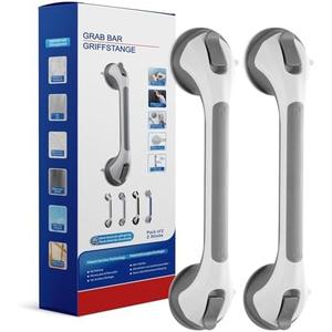 TAILINK Grab Bars for Bathtubs and Showers 2 Pack Shower Handle, Heavy Duty Suction Grab Bar Bath Handrails for Seniors and Elderly, Bathroom Safety Grip No Drilling Waterproof Removable, Grey