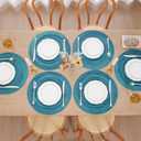 SHACOS 15 inch Round Placemats Set of 8 Variegated Multicolor Place Mats Cotton Polyester Braided Non Slip Washable Heat Resistant Table Mats for Home Wedding Dinner Party Table Decor, Rainbow Teal