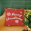 CaliTime Christmas Throw Pillow Covers Decorative 16 X 16 Inches Set of 4 Cozy Fleece Tree Deer Snowflakes Cushion Cases for Couch Sofa Bed Living Room Farmhouse Christmas Red