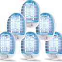 6 Pack Bug Zapper Indoor, Electronic Mosquitoes Killer Zapper with Blue Lights for Living Room, Baby Room, Kitchen, Bedroom(1124)