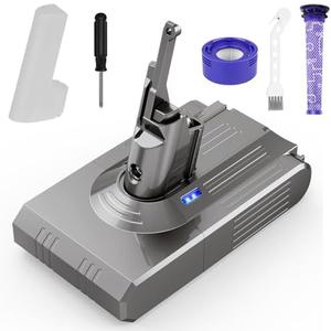 V8 Battery Replacement for Dyson-6000mAh Lithium-ion Battery 21.6V Compatible with SV10 V8 Animal Absolute Motorhead V8 Fluffy Series Cordless Vacuum, 2 Filters Included (Not Fit for V10 SV12)