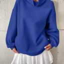 EasyGala Womens Fleece Sweatshirts with Pockets Oversized Turtleneck Pullover Trendy Long Sleeve Tops Fall Fashion Shirts (Blue, L)