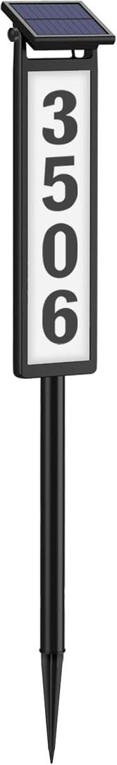 Eyrosa Solar Illuminated LED Lighted Address Sign, House Numbers for Outside Yard Home, Numbers Plaque Outdoor Waterproof, Black