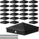 Dunzy Post Caps Aluminum Pyramid Fence Deck Post Caps Cover for Nominal Sleeve with Screws for Outdoor Mailbox Dock Wood(4 x 4,Black,24 Packs)
