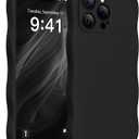 Magnetic for iPhone 15 Pro Max Case, [Full Camera Protection][Compatible with MagSafe] Cute Wave Frame Silicone Shockproof Protective Phone Case for iPhone 15 Pro Max 6.7",Black