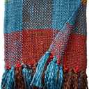 battilo Cross Woven Throw Blanket in Bright, Fun Colors with Tasseled Ends 60"x50" Inc