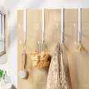 2 x niffgaff Lang Over Door Hook 2-Pack - Heavy Duty Door Hook with Support Pads, 9 Inches Tall Child-Friendly Height, No Drilling Required, Fits Doors Up to 1 Inches Thick, Alloy Metal, White