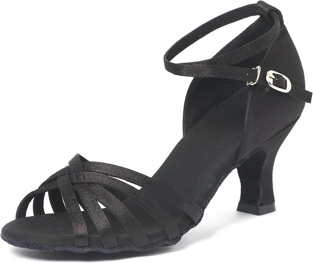 iCKER Womens Latin Dance Shoes Heeled Ballroom Salsa Tango Party Sequin Dance Shoes, Size: 8.5