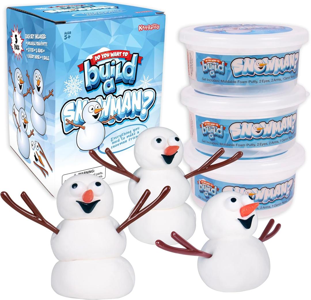 Kangaroo 3 Pack Build a Snowman Kit Snowballs Toys for Kids Stocking Stuffers - Snow Play Winter Toys Christmas Crafts DIY - Snow Man Kit Outdoor Modeling Clay Craft - Xmas Stocking Stuffers For Kids