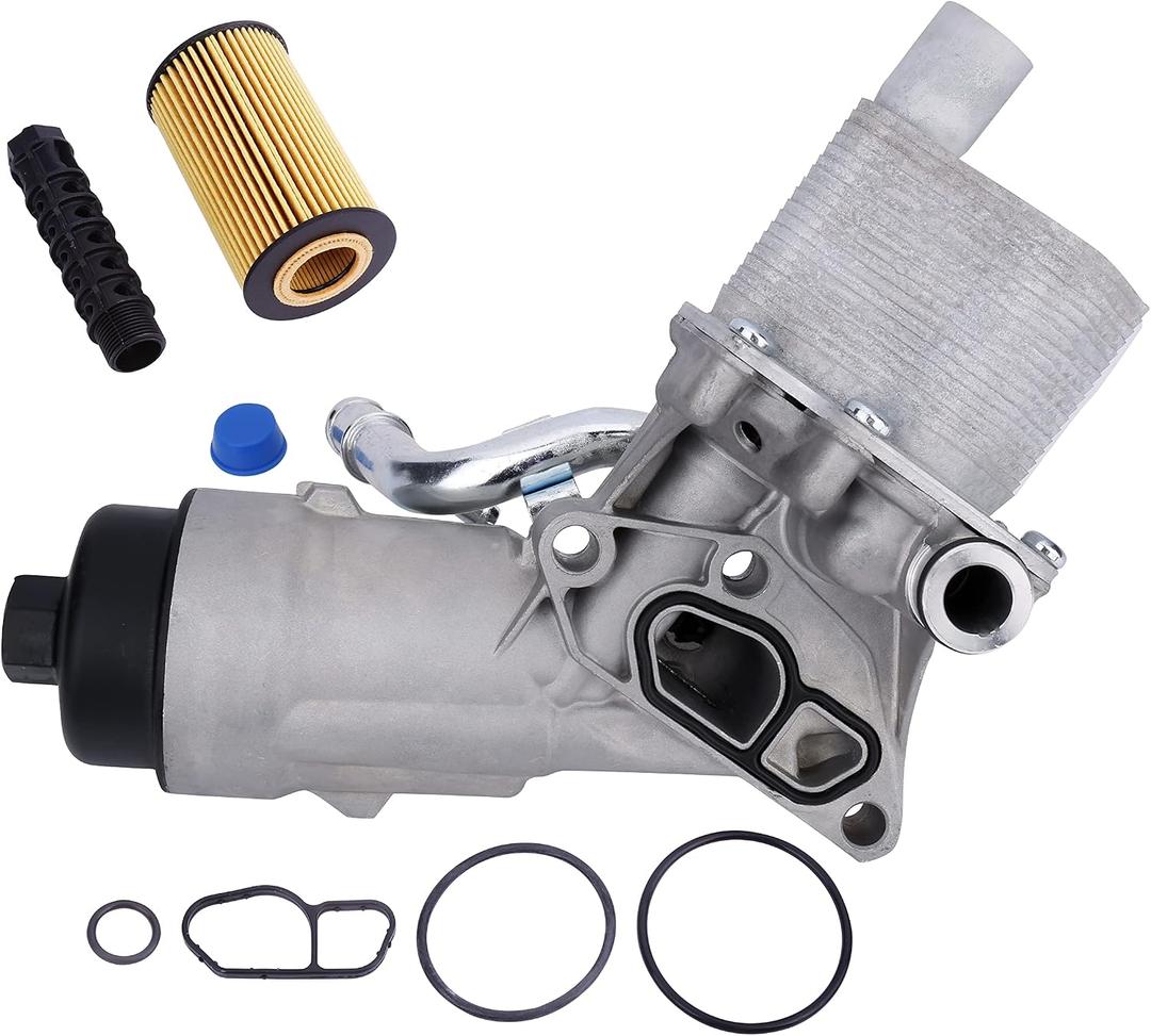 Engine Oil Cooler Filter Housing Kit with Gaskets, Cap & Seals - Replaces 55566784, 88179-91400 - Compatible with Buick & Chevy 1.4L Vehicles - Encore, Cruze, Cruze Limited, Sonic, Trax