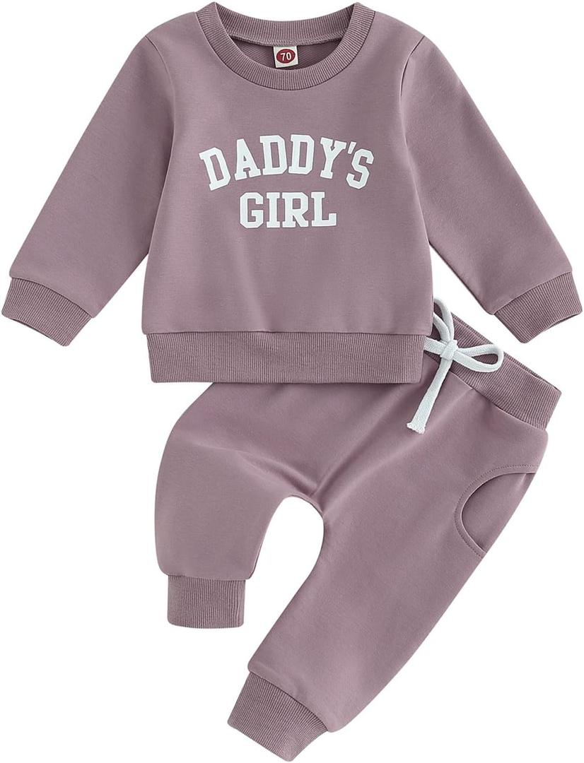 Toddler Baby Girl Clothes Daddy's Girl Long Sleeve Pullover Sweatshirt Stretch Jogger Pants Infant Fall Winter Outfit (2-3T)
