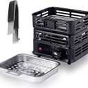 3D Multipurpose Turbo Coal Burner,Multipurpose Electric Charcoal Burner Coconut Charcoal Starter Heating Zones with Stainless Detachable Tongs, 1000W High Power Cube Coil Burner Fire Starter,Black