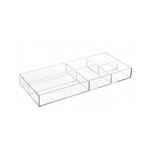Divided Clear Plastic Organizer Bin with Hinge Lid, 8 Sections Tea Bag Storage Box for Kitchen, Snacks, Spice Packets,Pouches, Stackable Storage Bin