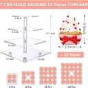 Cupcake Stand, 4 Tier Cupcake Stand for 50 Cupcakes, Square Tiered Cupcake Tower, Clear Acrylic Cupcake Holder, Dessert Stands for Party, Wedding, Birthday, Baby Shower, Halloween