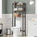 HOOBRO Over The Toilet Storage, 3-Tier Bathroom Organizer Shelf Over Toilet, Freestanding Bathroom Storage Shelves, Space Saver, Easy to Assemble for Room, Rustic Brown and Black BF41TS01