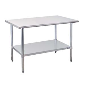 Profeeshaw Stainless Steel Prep Table 48x30 Inch NSF Commercial Work Table with Undershelf Heavy Duty Table for Kitchen Restaurant Home Hotel (No Backsplash)