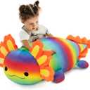 Large Axolotl Plush Toy, 39" Giant Axolotl Stuffed Animal Plush, Big Huggable Toys Gift for Girls Kids, Long Squishy Pillow for Holiday Birthday Christmas, Rainbow