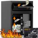 2.0 CUB Depository Drop Safe Fireproof, Front Drop Slot Lock Box with Digital Combination and Anti-Fishing, Silent Deposit Safe Box, Security Money Safe for Cash Slips Expense Business Office Home