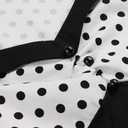 Nihsatin Vintage 1950s Retro Rockabilly Swing Dress Polka Dots Cocktail Dress with Belt (Black, XXXL)