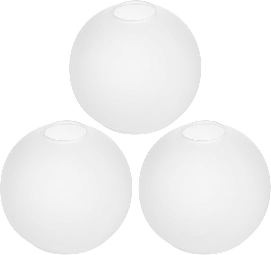 Handblown Frosted Glass Globe Lamp Shade – 1.65" Fitter Opening – Replacement Lamp Shade for Pendant Lights, Chandeliers, Wall Sconces, Vanity & Ceiling Fixtures (3 Pack)