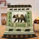 Bear Blanket Rustic Cabin Bear Throw Blanket Gifts for Men Women Wild Animal Fleece Fuzzy Soft Cozy Flannel Rustic Cabin Country Plush Warm Bedding Stuff for Sofa Bed Couch 40 x 50 Inch