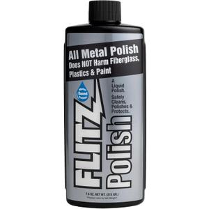FLITZ Multi Purpose Metal Polish Liquid - 7.6oz USA-Made Tarnish Remover - For Aluminum, Chrome, Brass, Nickel, Silver - Non-Abrasive Cleaner & Restorer - Not for Patina or Electroplated Finishes