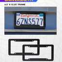 SCUARI 2PCS License Plate Frames,Car Accessories Licence Plate Frame Holder,Embossed 3D Black American Flag License Plate,Used to Front and Rear Car Tags,Suitable for Cars,Trucks,Vans and SUVs