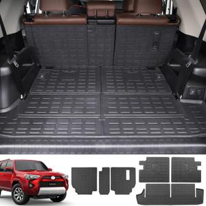 Xipoo Cargo Mat Compatible with 2010-2024 Toyota 4Runner Cargo Mat 7 Seaters Backrest Mat TPE Trunk Liner Replacement for 2010-2024 Toyota 4Runner Accessories (Trunk Mat+2nd&3rd Backrest Mat)