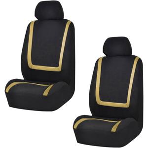 LAINLOY 2 Pack Car Seat Covers, Breathable Seat Protectors, Anti-Slip Driver Seat Cover, Comfortable Front Seat Cover Set Universal Fit for Truck, SUV, Sedan, Airbag Compatible (Black&Beige)