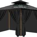 Gazebo Universal Replacement Privacy Curtain, 10'X12' Gazebo Curtains Outdoor Waterproof, 4-Panels Sidewall with Zipper for Patio, Garden and Backyard (Only Curtains, 10'X12', Black)