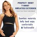 Combination of Maternity Shirts Extenders and Pants Waist Extenders, Seamless Maternity Belly Band (Black, M)