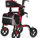 Walkers for Seniors, Rollator Walker with Seat, 350 lb Weight Capacity, 18" Big Seat, 8" All-Terrain Wheels, 6-Level Adjustable Height, Lightweight Aluminum Frame Rollator Walkers for Seniors (Red)