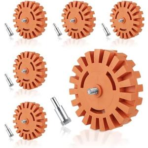 MIVIDE 6PCS 4inch Decal Remover Eraser Wheel, Rubber Power Drill Attachment Car Adhesive, Sticker, Eraser Wheel Tool Set with Drill Adapter for Cars, RV, Boats 5pcs