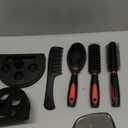 Set of 5 Hair Combs Set Professional Salon Hair Cutting Brushes Sets Salon Hairdressing Styling Tool Mirror And Holder Stand Set Dressing Comb Kits for (Red)