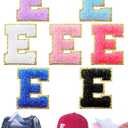 7 Pcs Chenille Letter Patches Self Adhesive Iron On Letters for Backpacks, 2.17 Inch Glitter Letter Stickers Preppy Varsity Letter Patches for Clothing Jackets Hat Laptop (E)