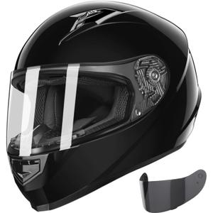 GLX GX11 Compact Motorcycle Helmet - Black, Large - Full Face w/ Tinted Visor, DOT Approved