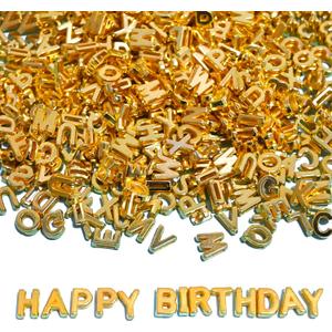 300+ Pieces 9x12mm Big Large Alphabet Letter Beads Charms A-Z Mixed Plastic Shape Loose Bead for Jewelry Making Bracelets Necklaces Key Chains (Golden)