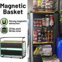 2 Set Magnetic Shelf for Refrigerator with Wood Lid, Fruit Potato & Onion Storage Bins, Pantry Organizers & Storage, Large Container Magnetic Spice Rack for Refrigerator, Kitchen Counter, Cabinet
