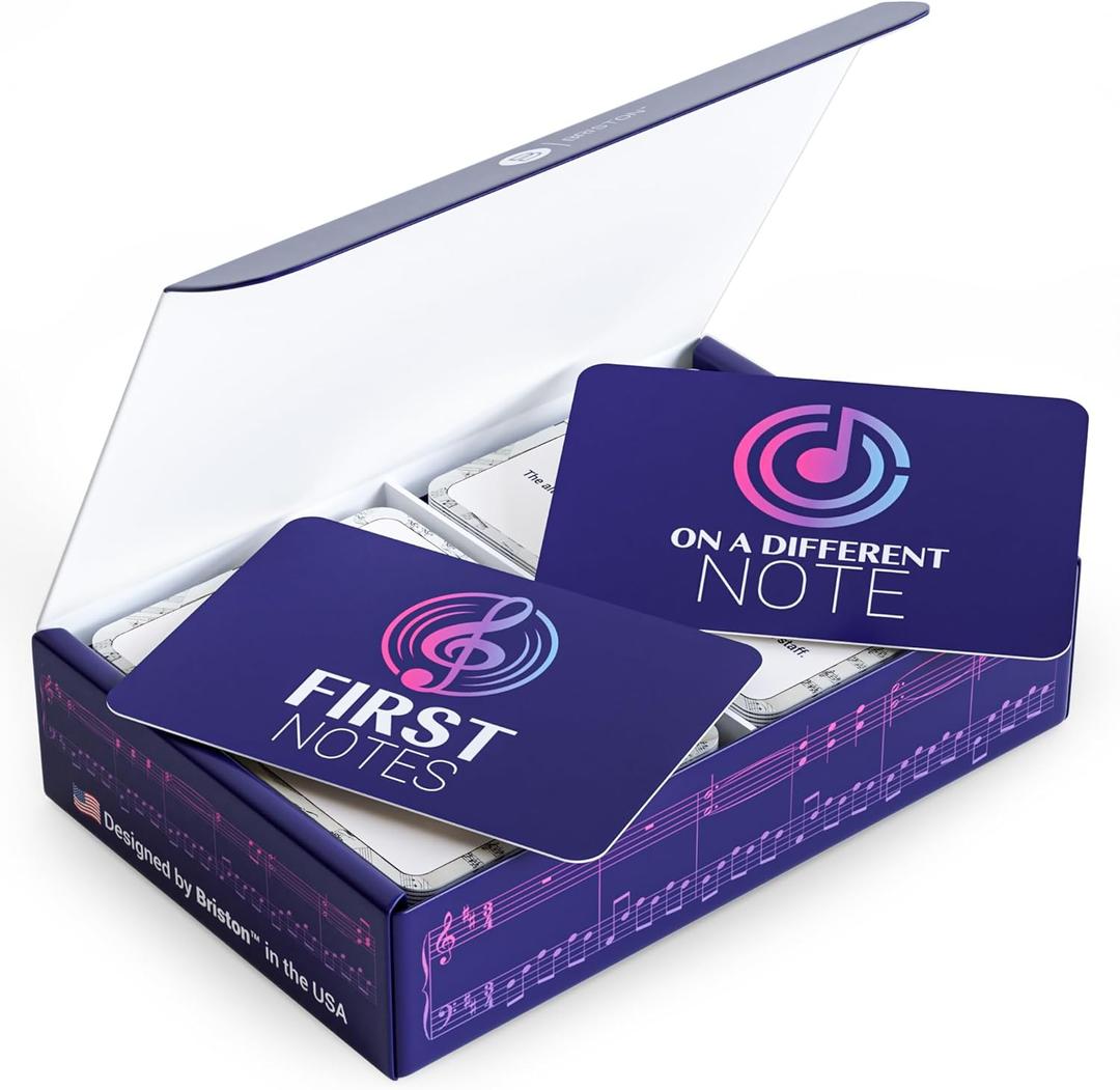 2 x Briston Music Theory Flash Cards Set  140 Music Note & Symbol Learning Cards for Teen & Adult Students, Treble Bass Alto Tenor Clef, Time & Key Signature Study Aid