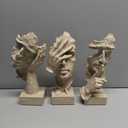 3 Pcs Statue Face Character Art Crafts Resin Desktop Ornaments Sculpture Figurines(Sandstone)